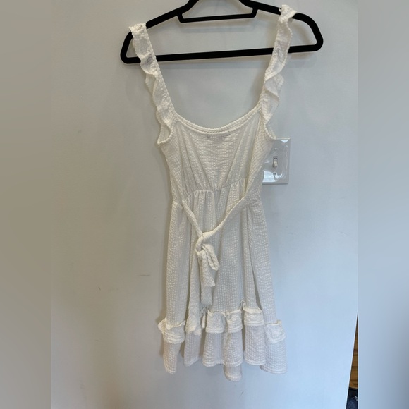 Caution to the Wind - White Ruffle Mini Dress - Picture 2 of 6